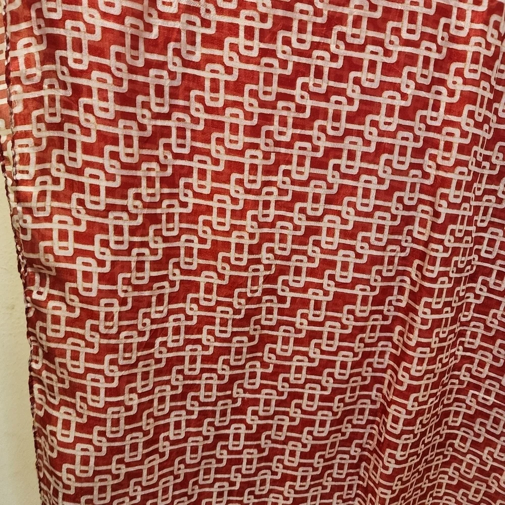 PRINTEMPS Red novelty Print 100% Silk lightweight scarf